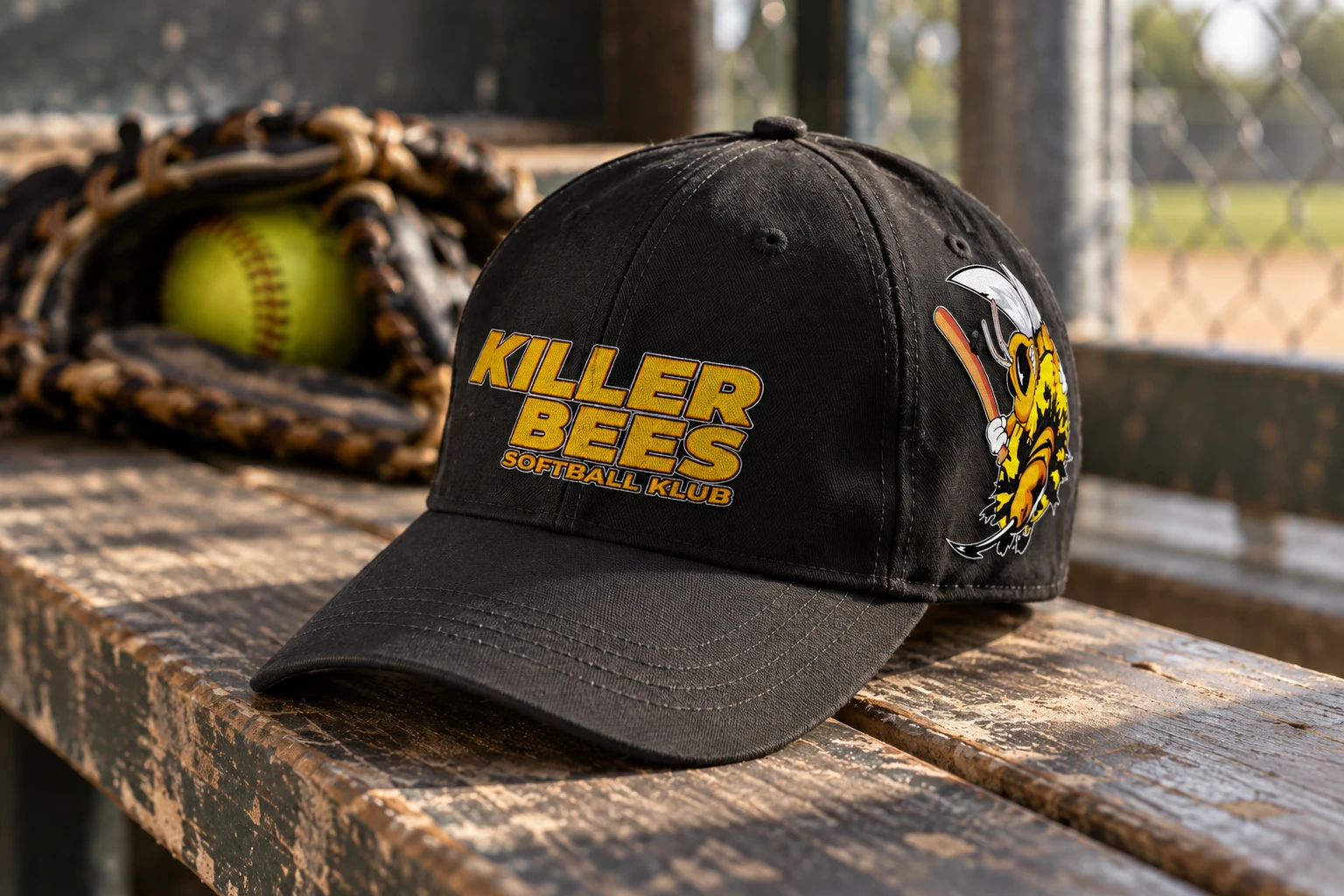 Killer Bees — kasket med logo og maskot
