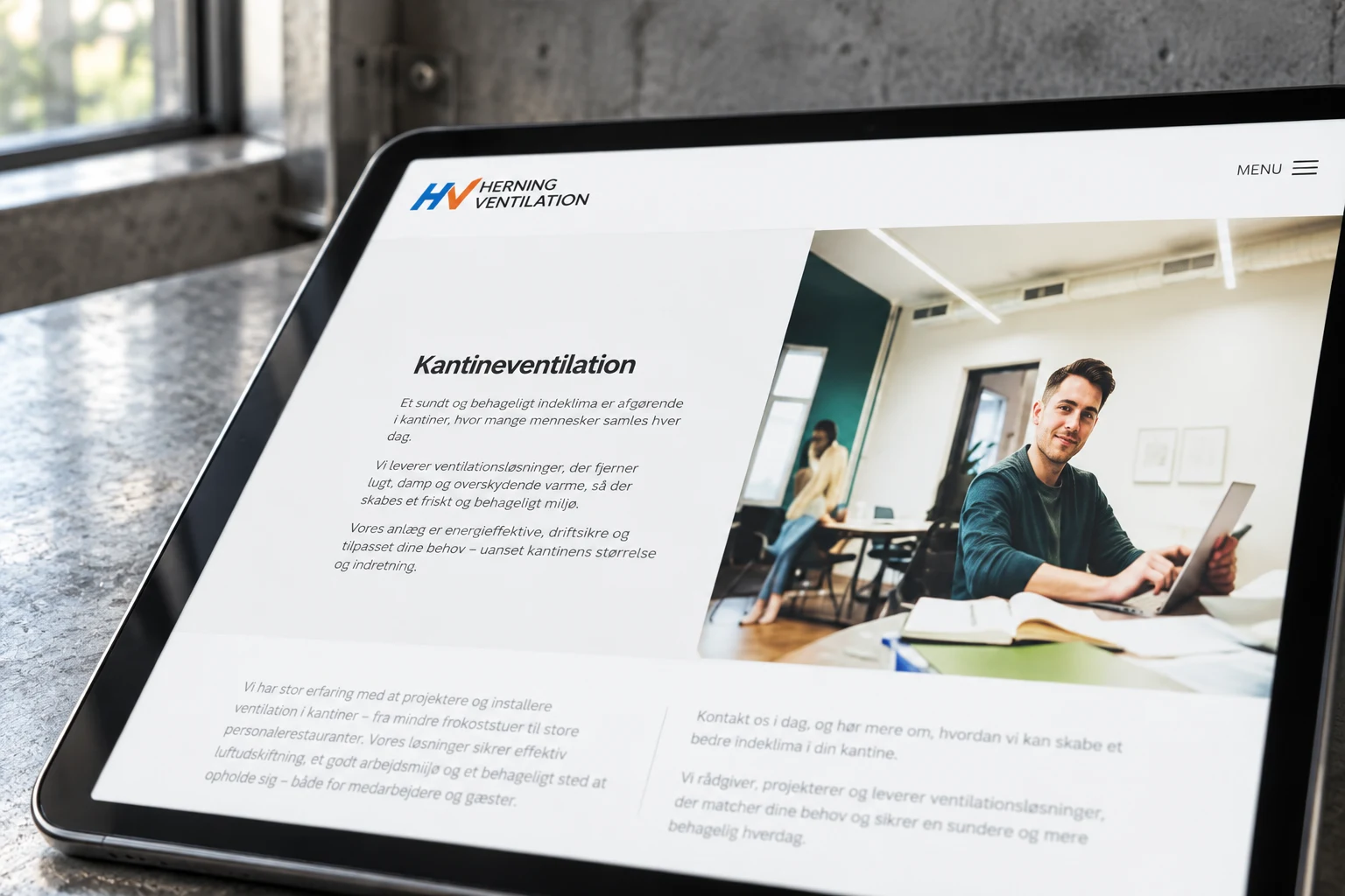 Herning Ventilation website — Projektet tæt på